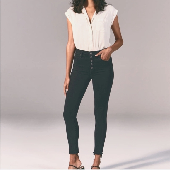 Abercrombie & Fitch 8 Long High Rise Super Skinny Ankle Raw Hem - Picture 2 of 4